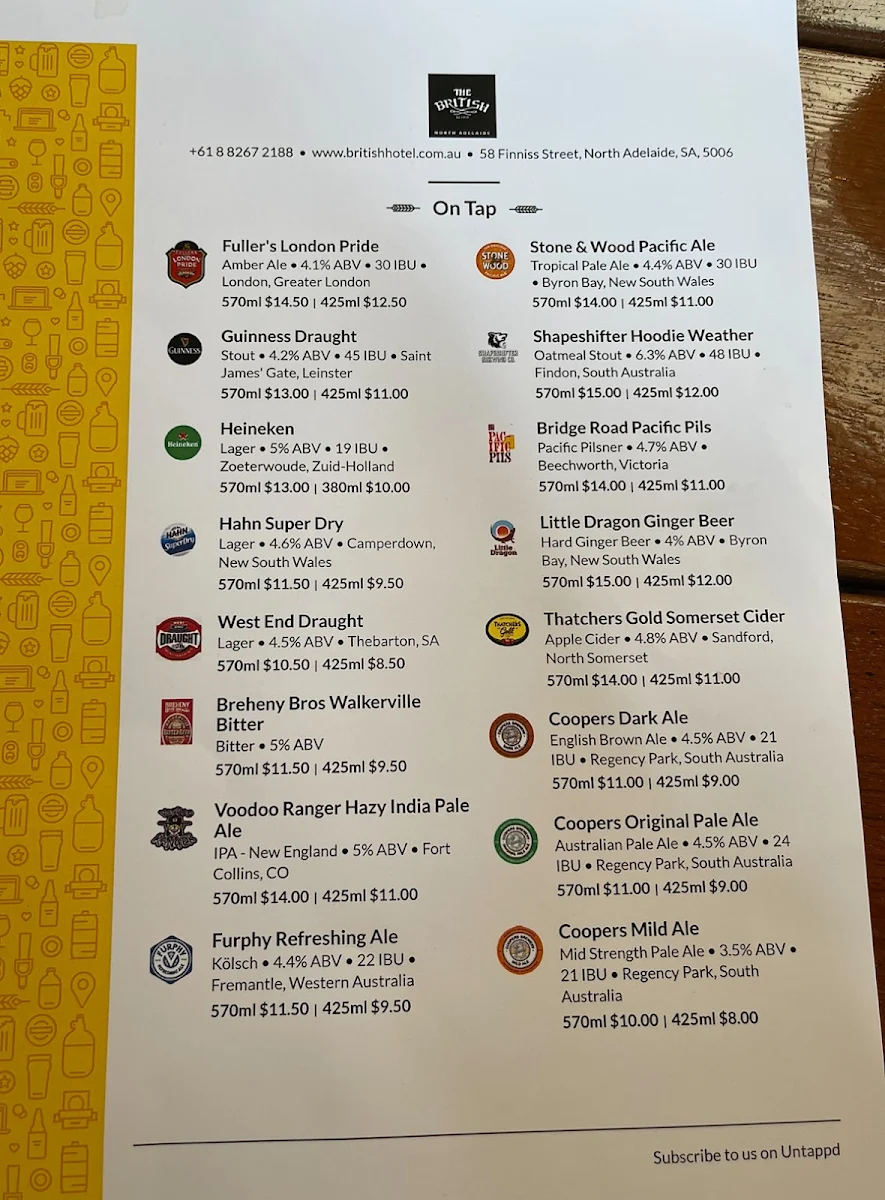 Menu, British Hotel