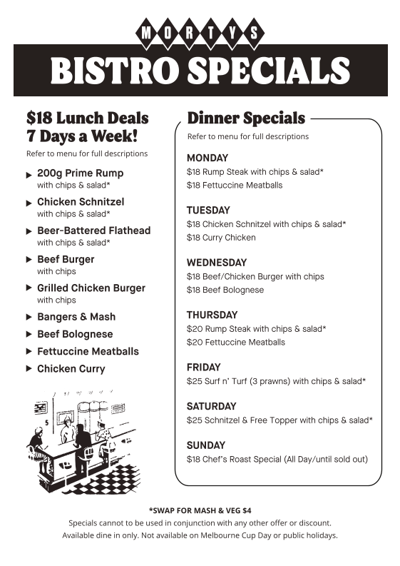 Menu, Mortdale Hotel