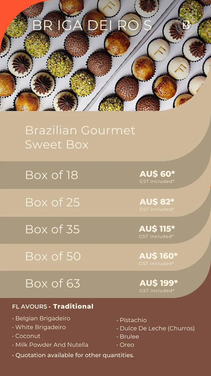 Menu, KBake Cake Boutique