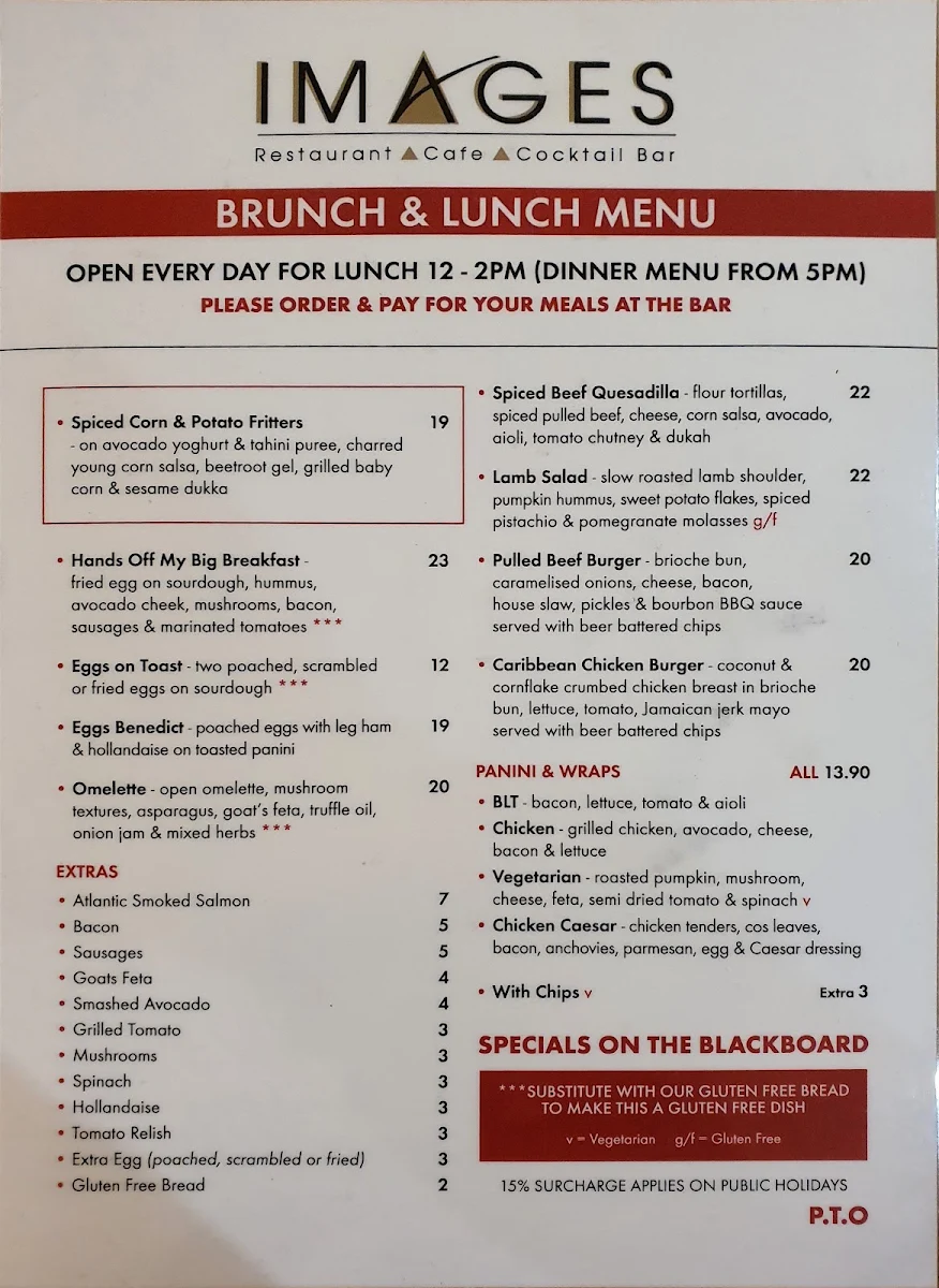Menu, Images Restaurant
