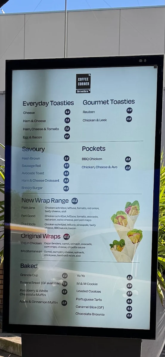 Menu, Coffee Corner Traralgon