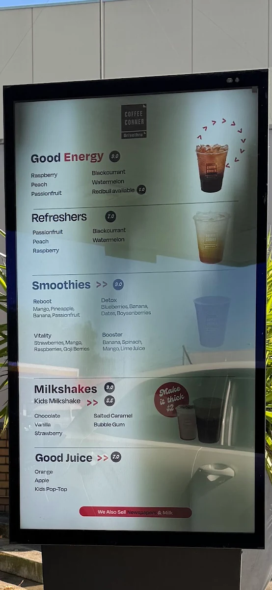 Menu, Coffee Corner Traralgon