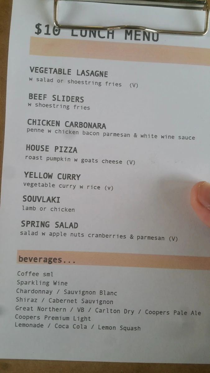 Menu, Coffee Corner Traralgon