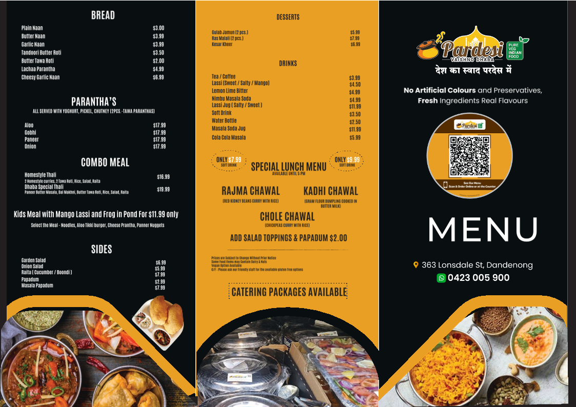 Menu, Pardesi Vaishno Dhaba