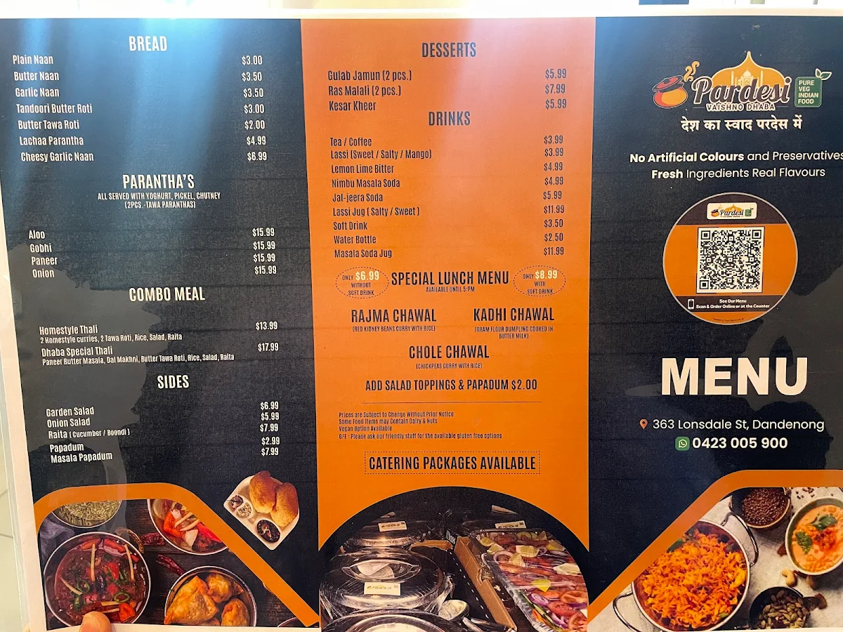 Menu, Pardesi Vaishno Dhaba