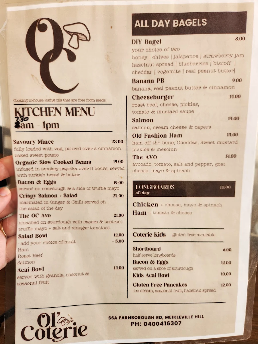 Menu, Ol' Coterie
