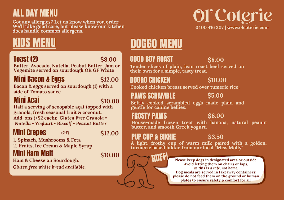 Menu, Ol' Coterie