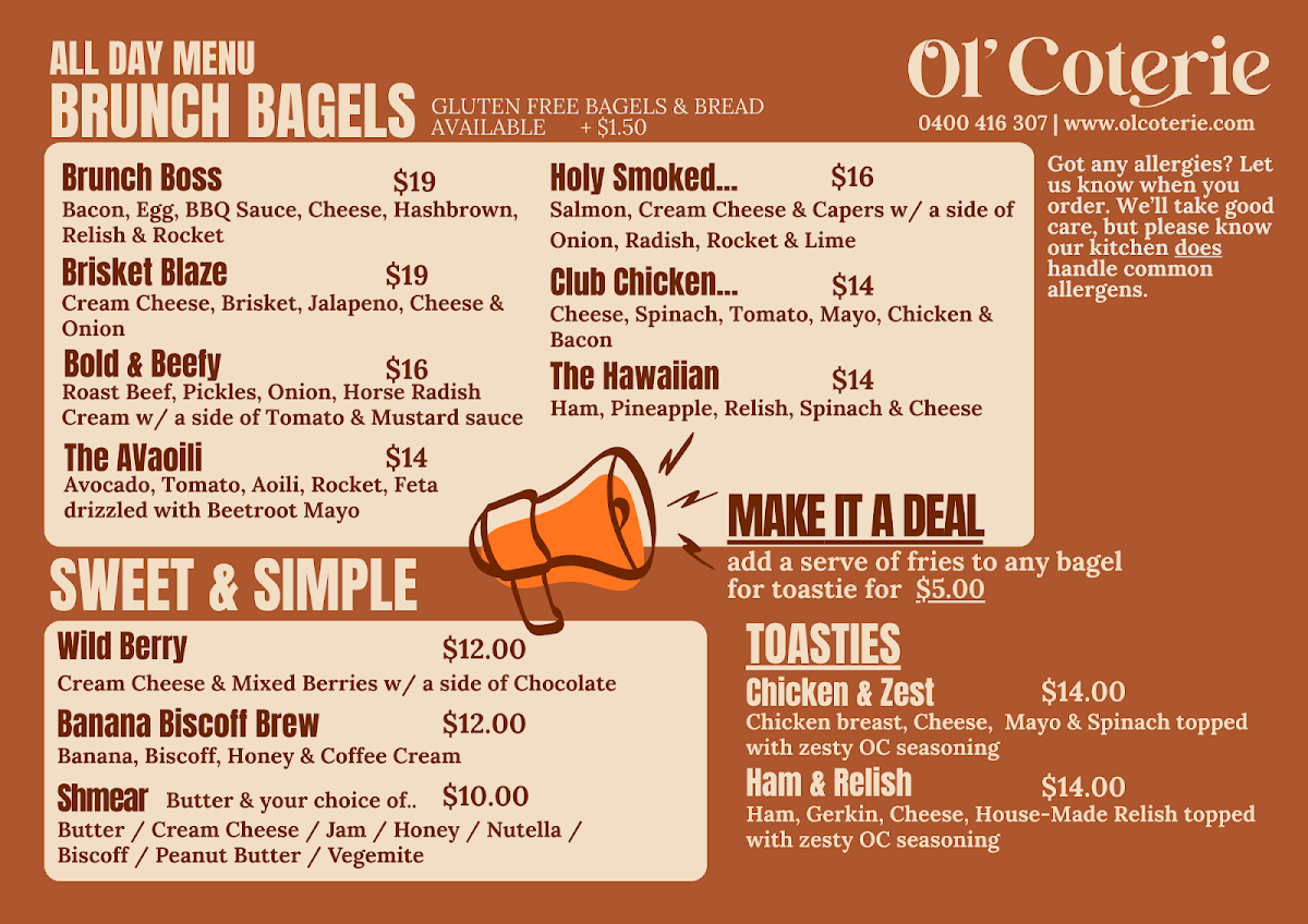 Menu, Ol' Coterie