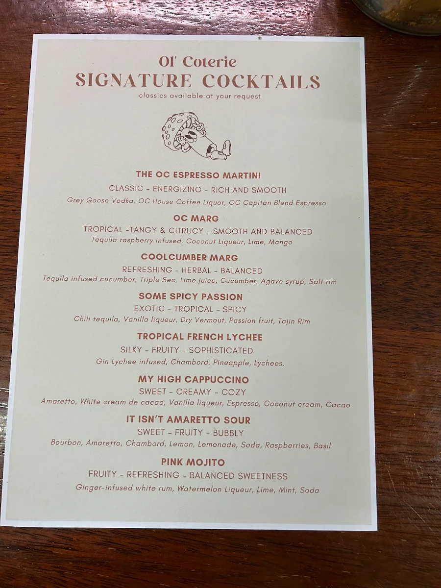 Menu, Ol' Coterie