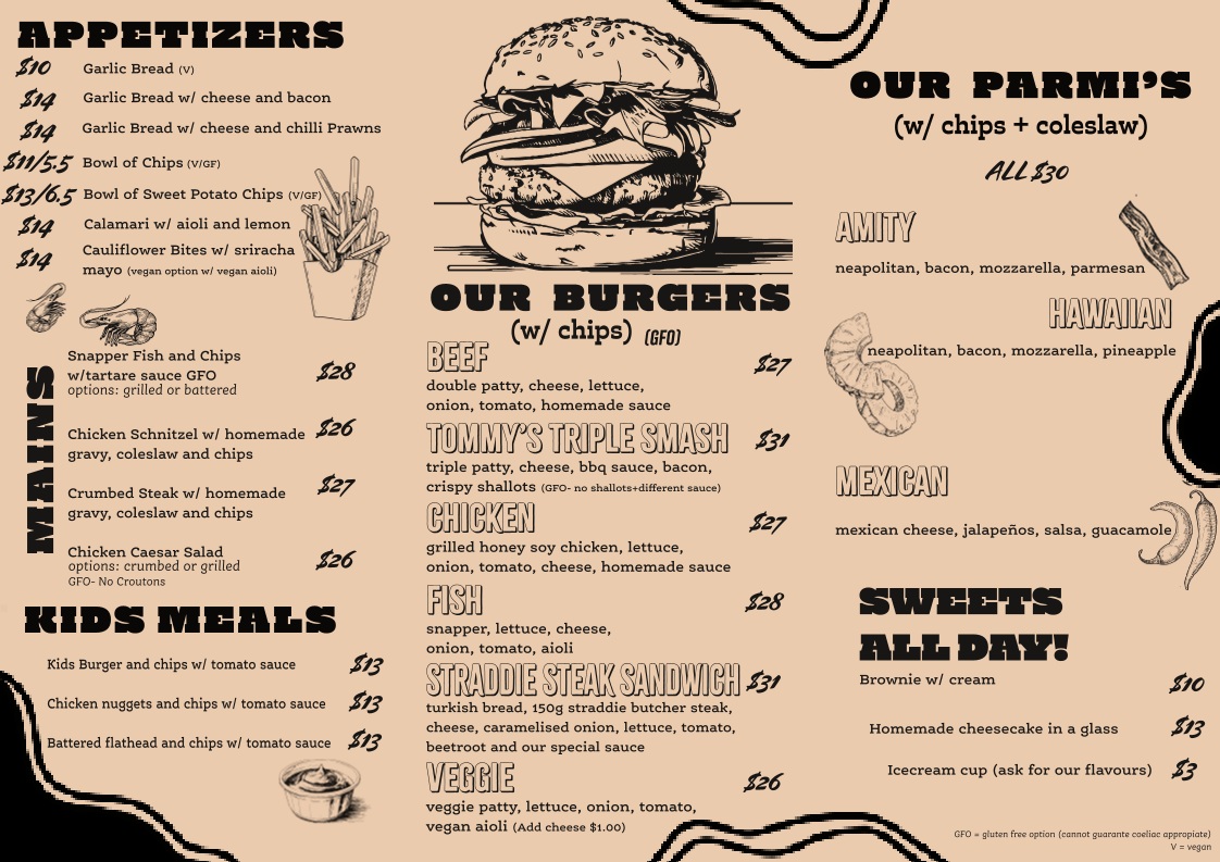 Menu, The Amity Pavilion