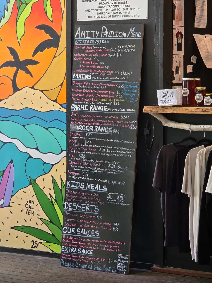 Menu, The Amity Pavilion