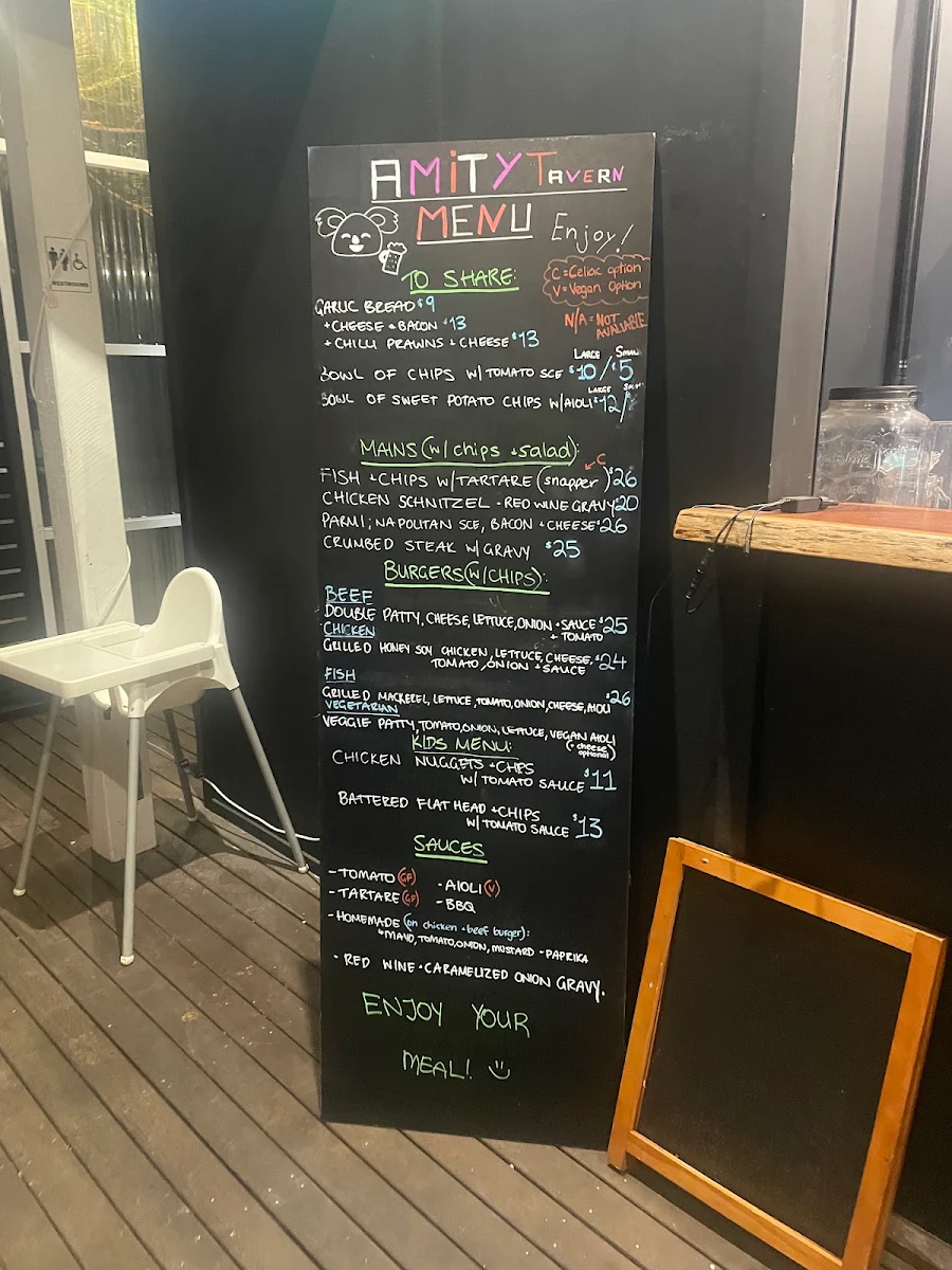 Menu, The Amity Pavilion