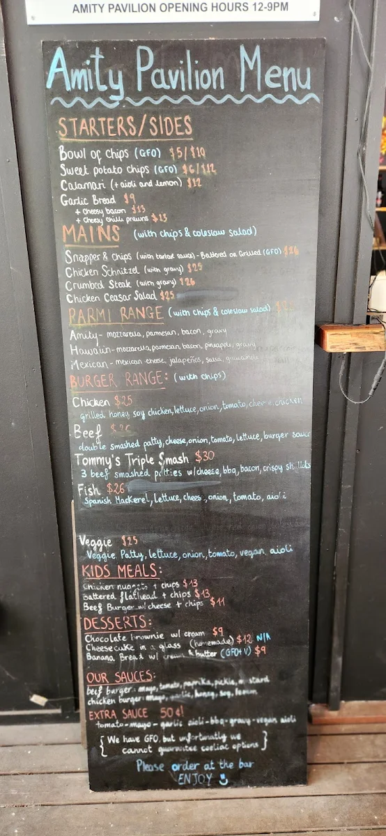 Menu, The Amity Pavilion