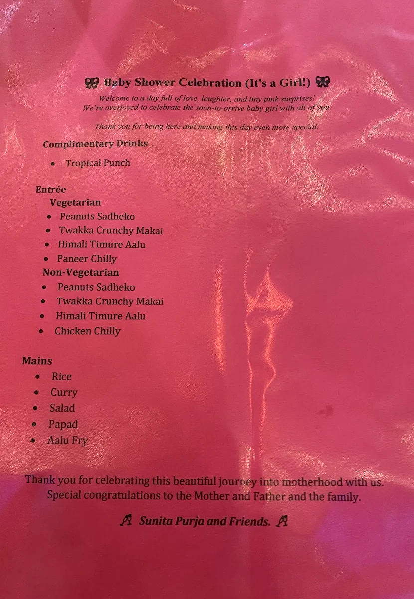 Menu, Nepali Momo Harris Park