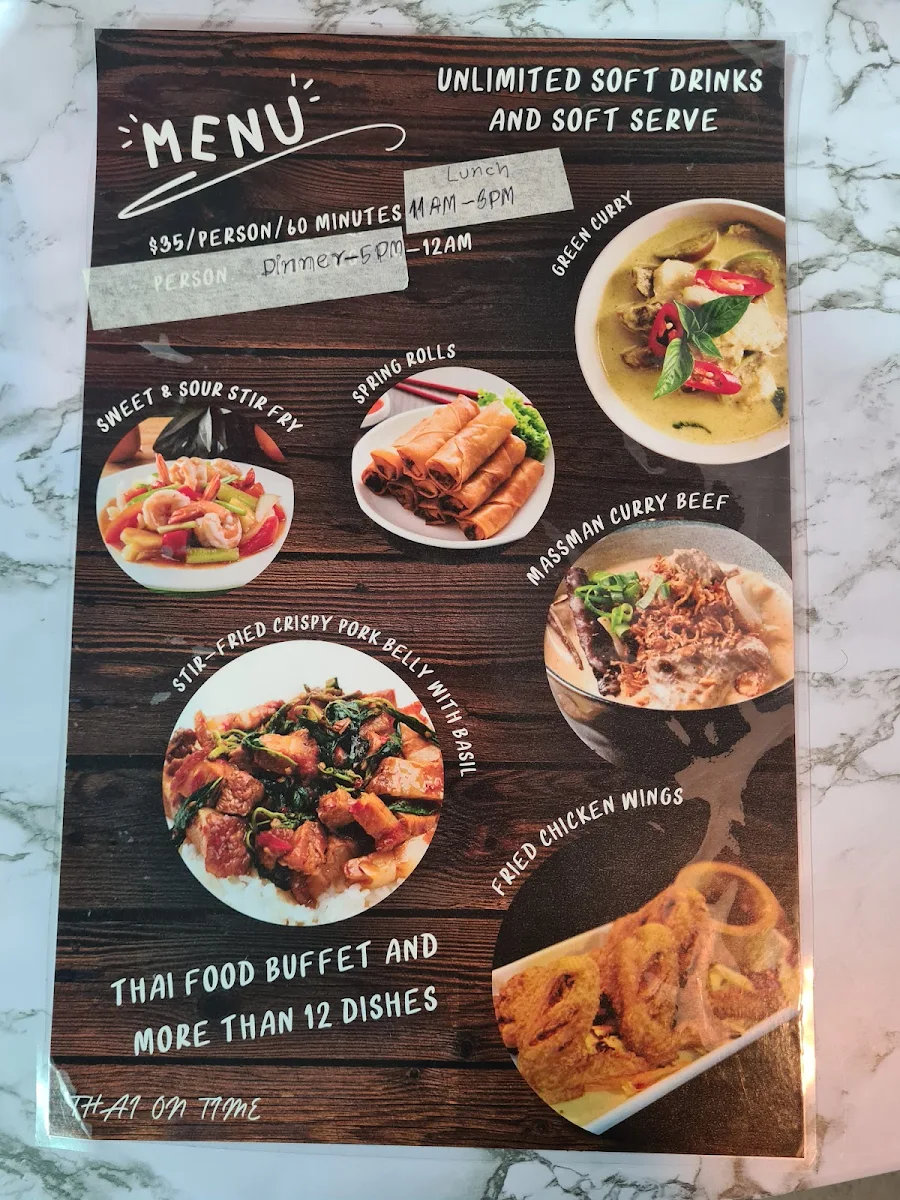 Menu, Thai on Time - All-You-Can-Eat-Thai Buffet