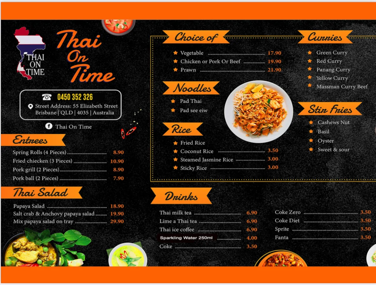 Menu, Thai on Time - All-You-Can-Eat-Thai Buffet