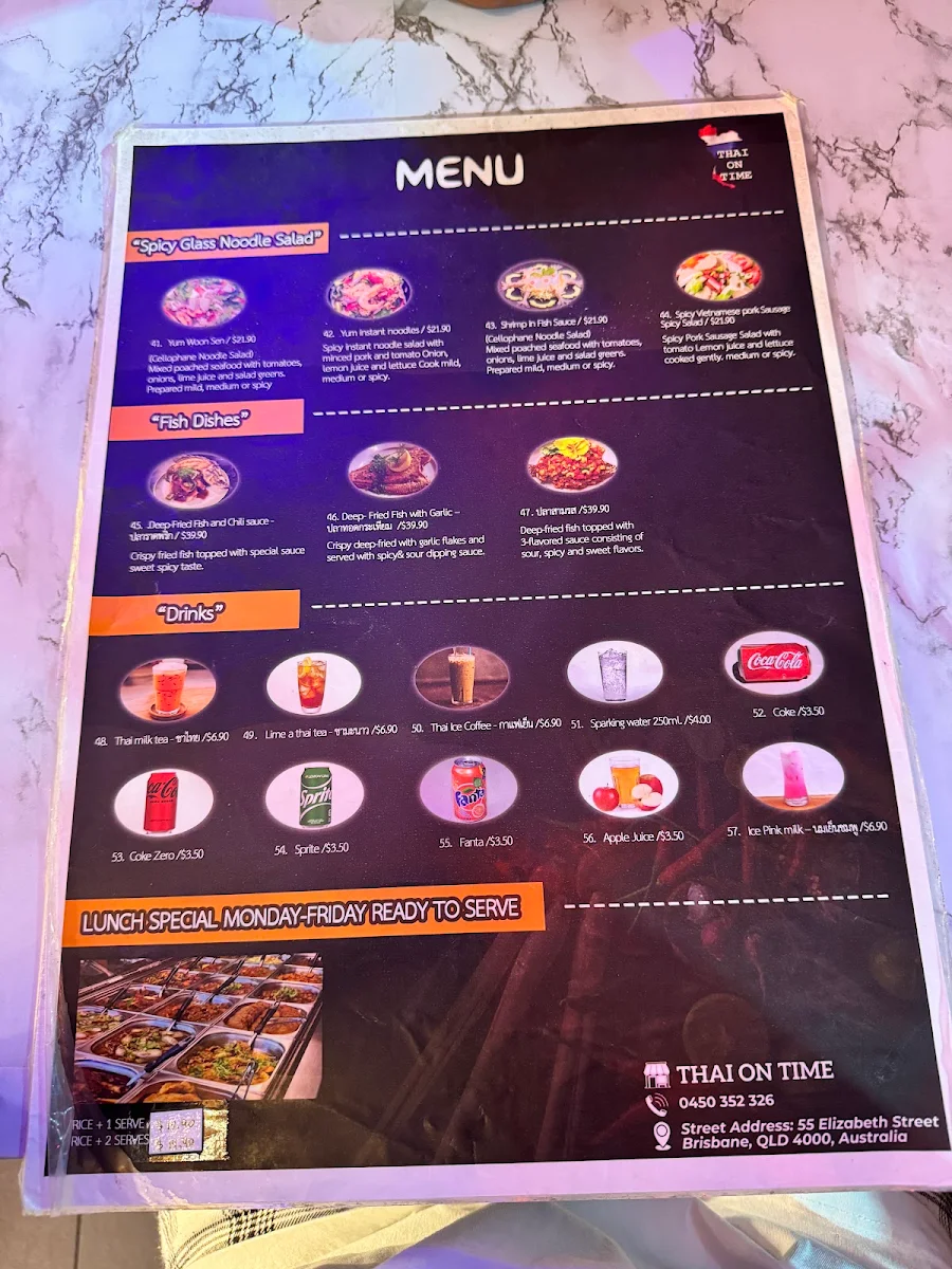 Menu, Thai on Time - All-You-Can-Eat-Thai Buffet