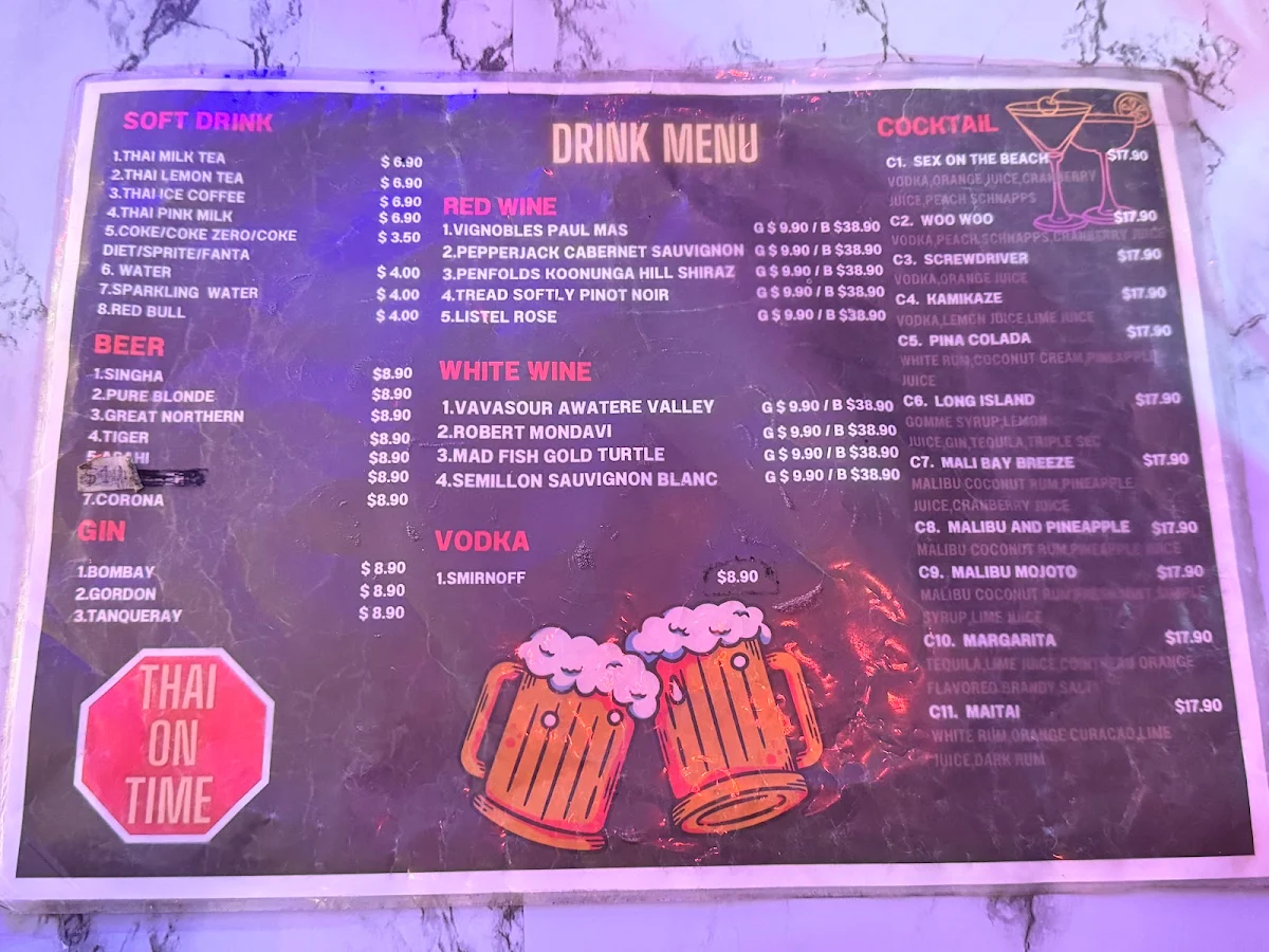 Menu, Thai on Time - All-You-Can-Eat-Thai Buffet