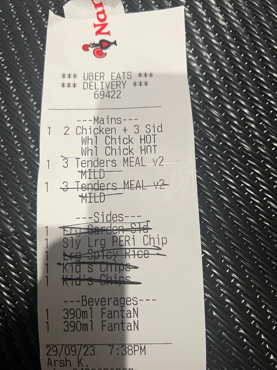 Menu, Nando's Browns Plains