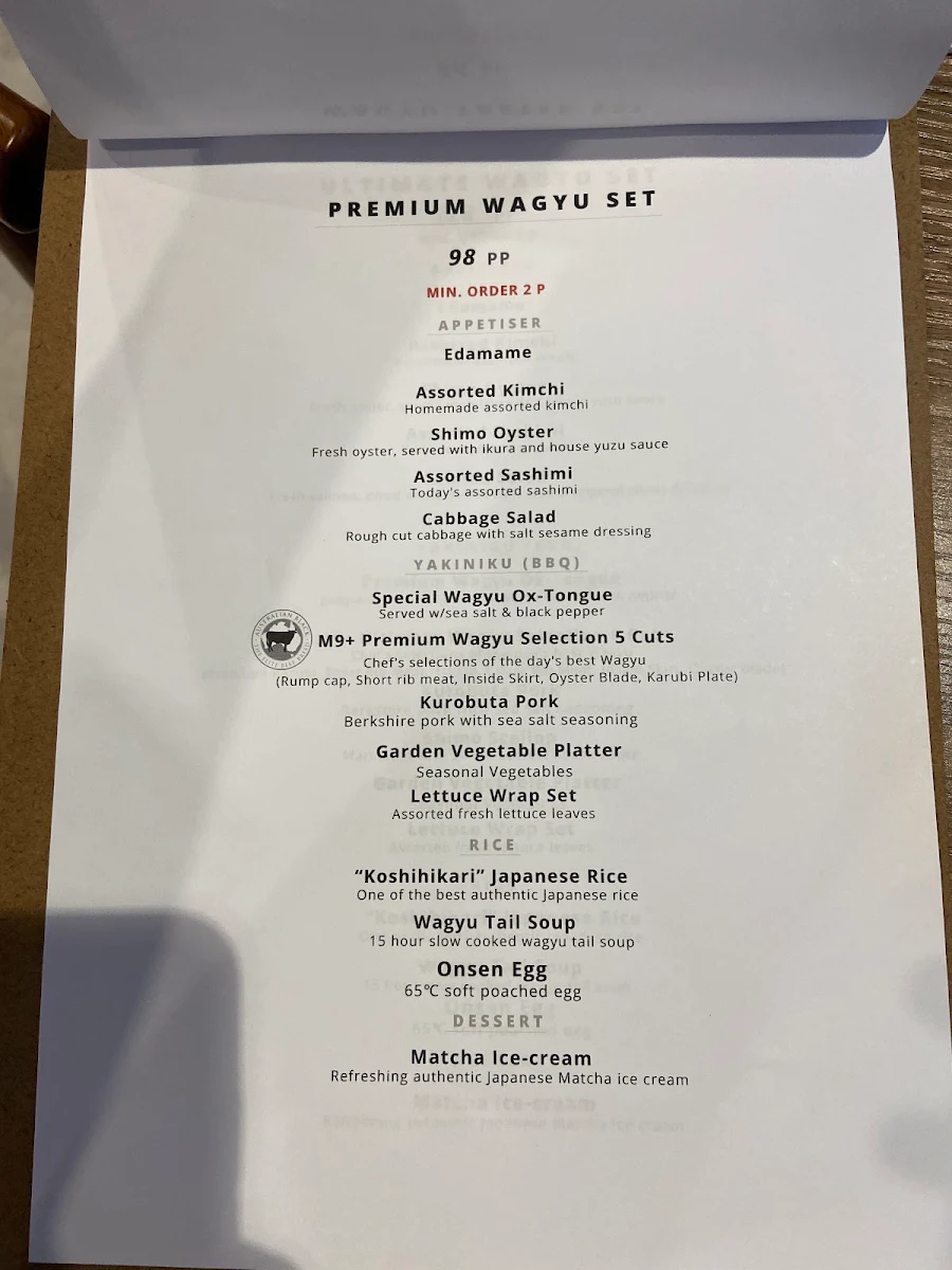 Menu, Shimo Yakiniku
