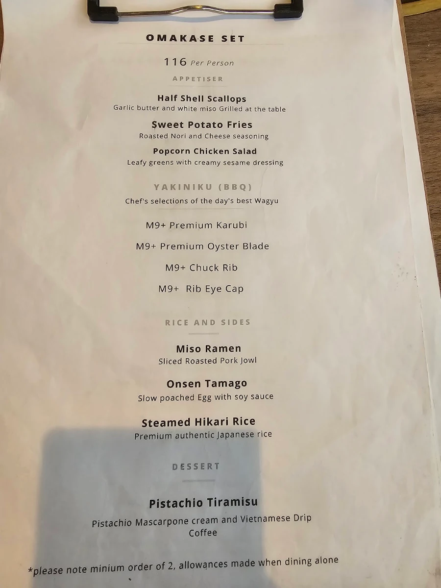 Menu, Shimo Yakiniku