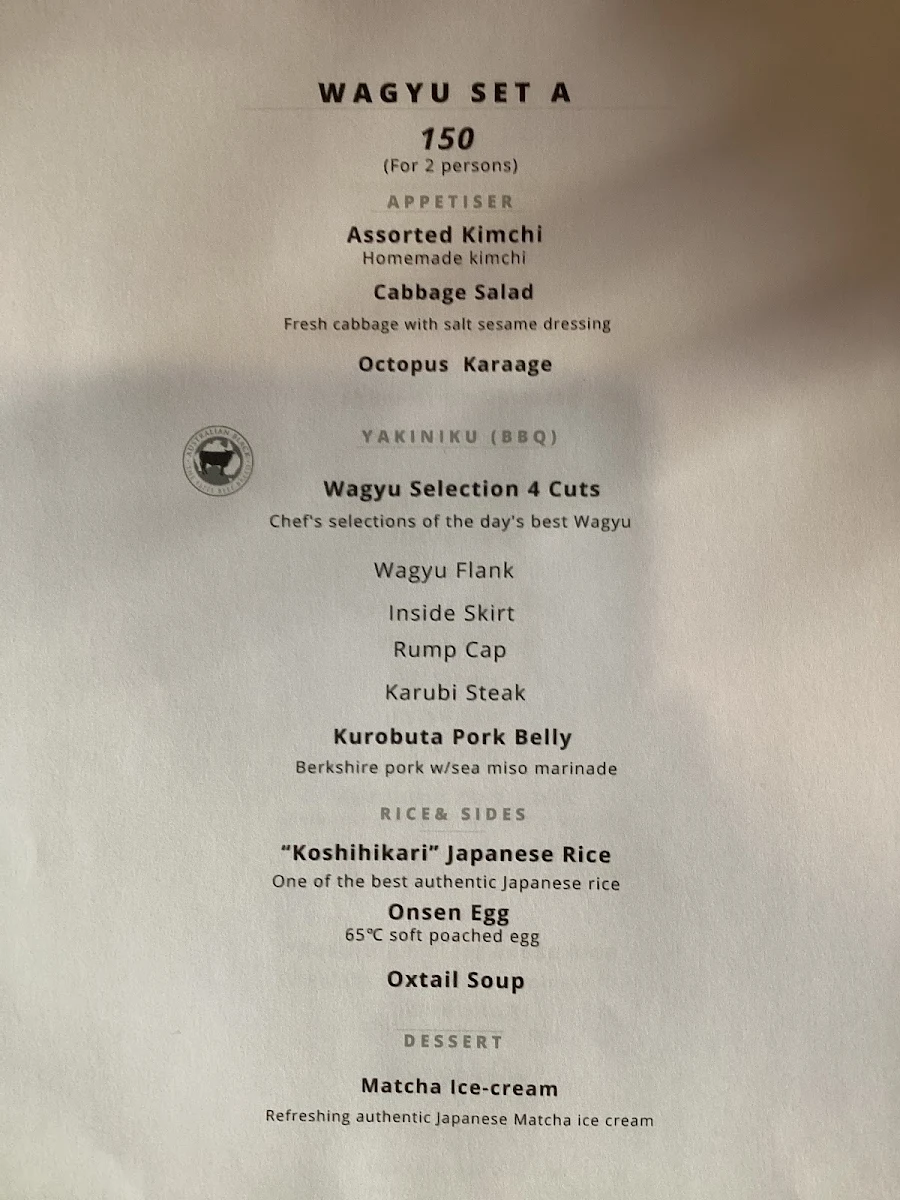 Menu, Shimo Yakiniku