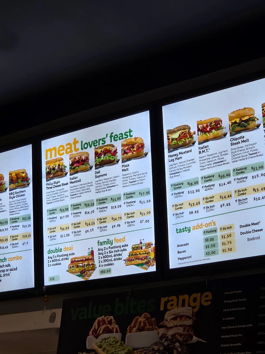 Menu, Subway