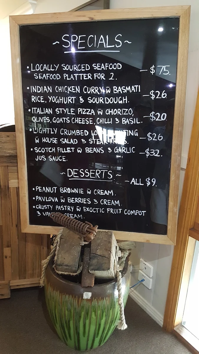 Menu, Lake Tyers Beach Tavern
