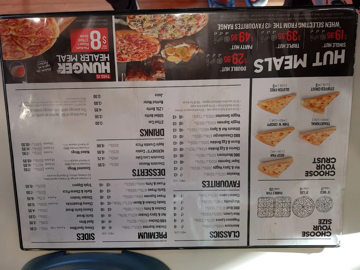 Menu, Pizza Hut Tarneit