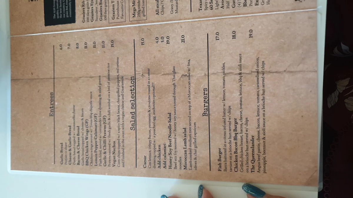 Menu, Lawnton Tavern
