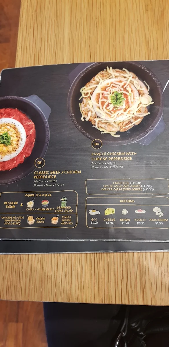 Menu, Pepper Lunch