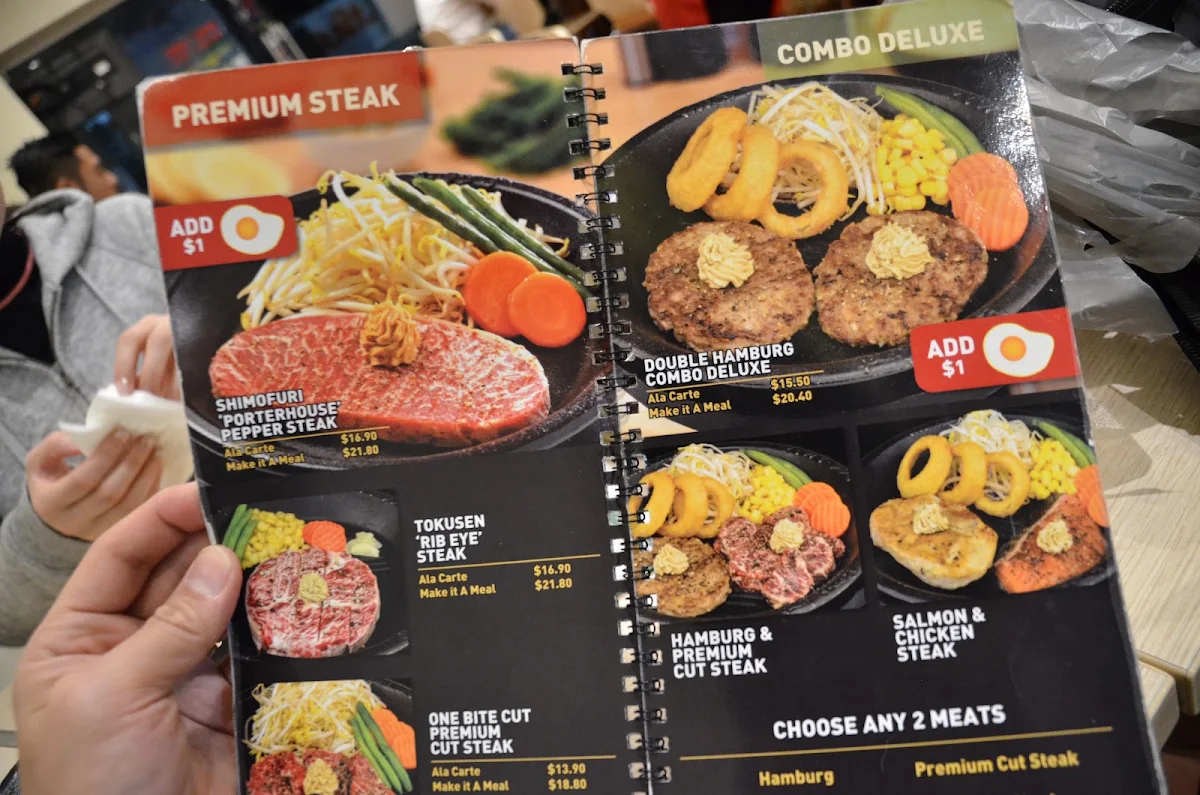 Menu, Pepper Lunch