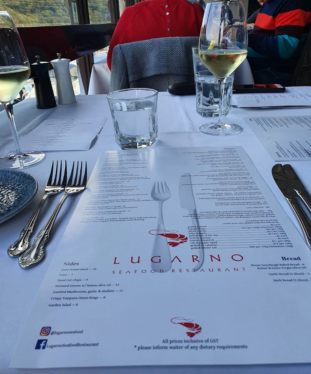 Menu, Lugarno Seafood Restaurant