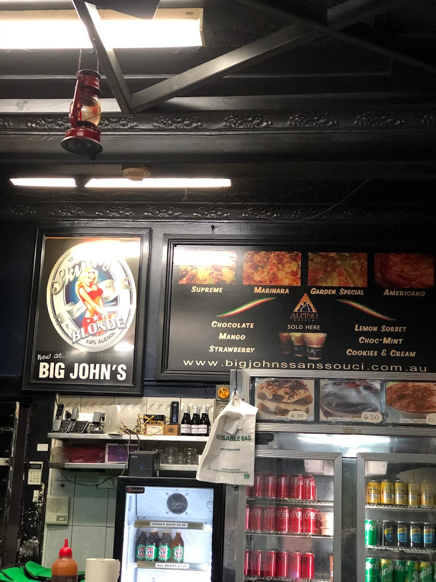 Menu, Big Johns Bondi Pizza
