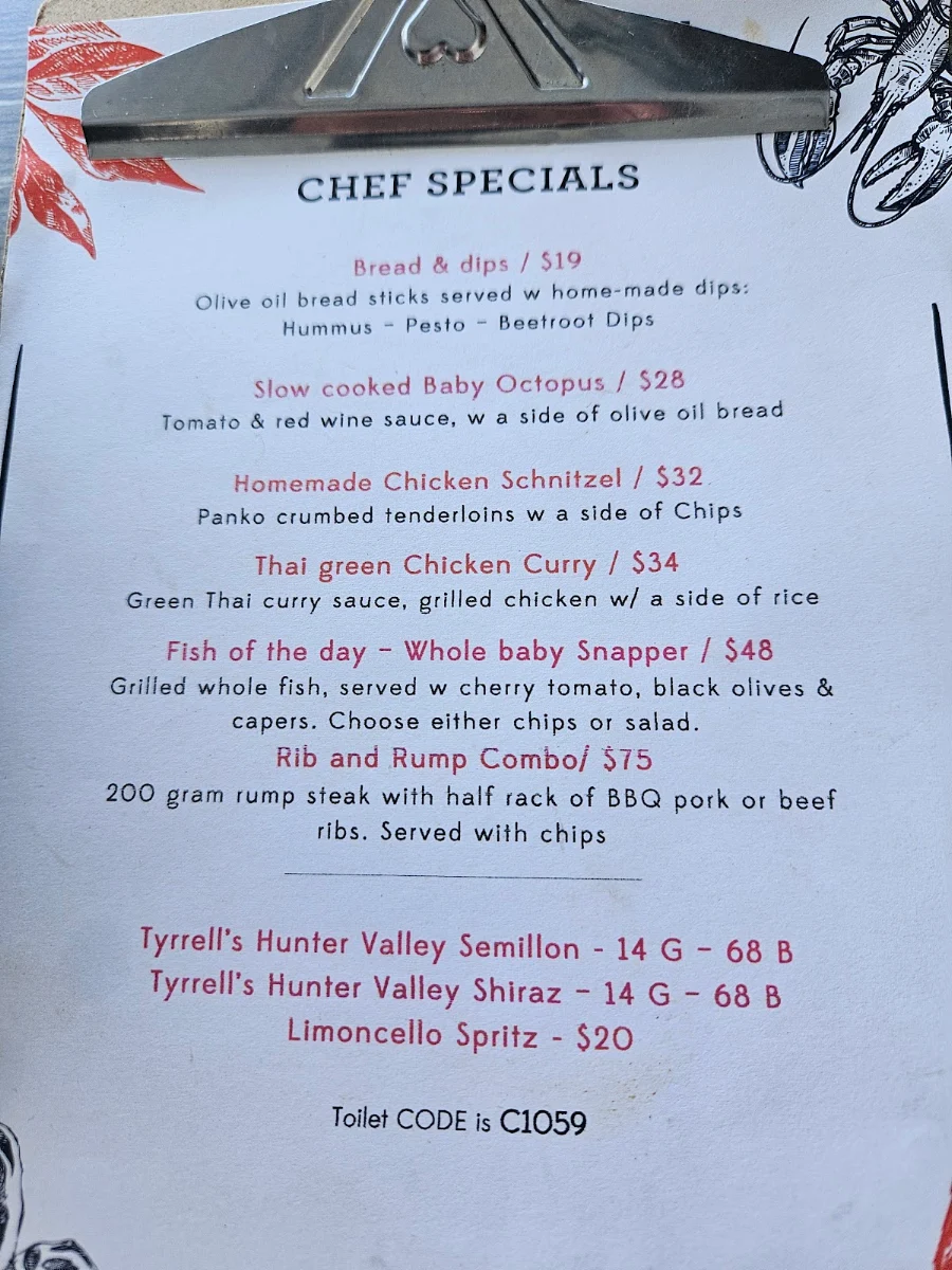 Menu, Searock Grill