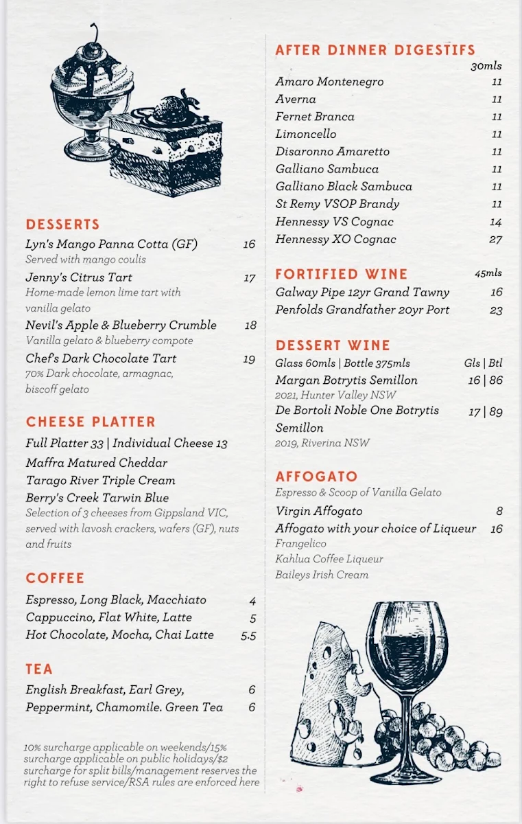 Menu, Searock Grill