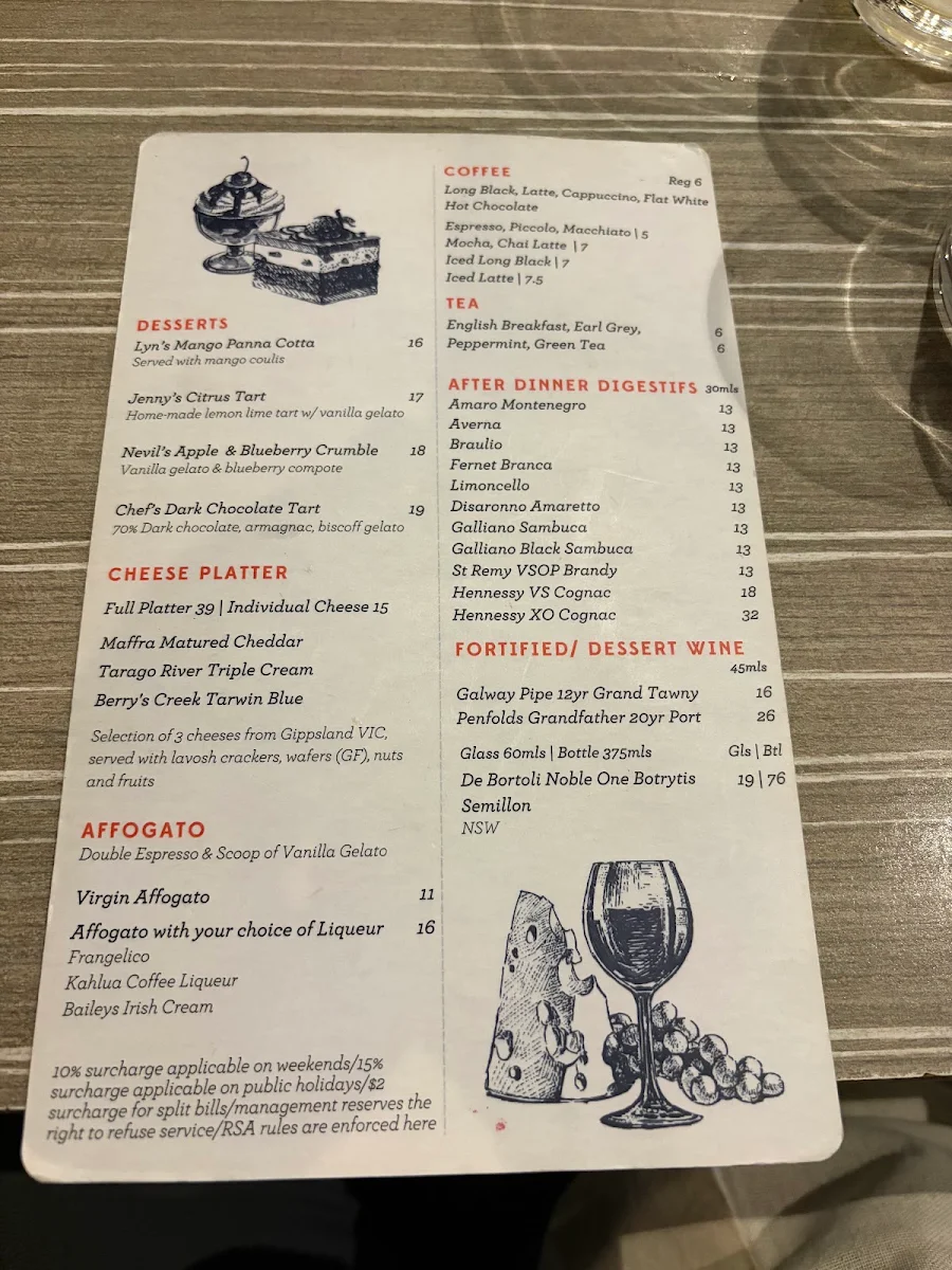 Menu, Searock Grill