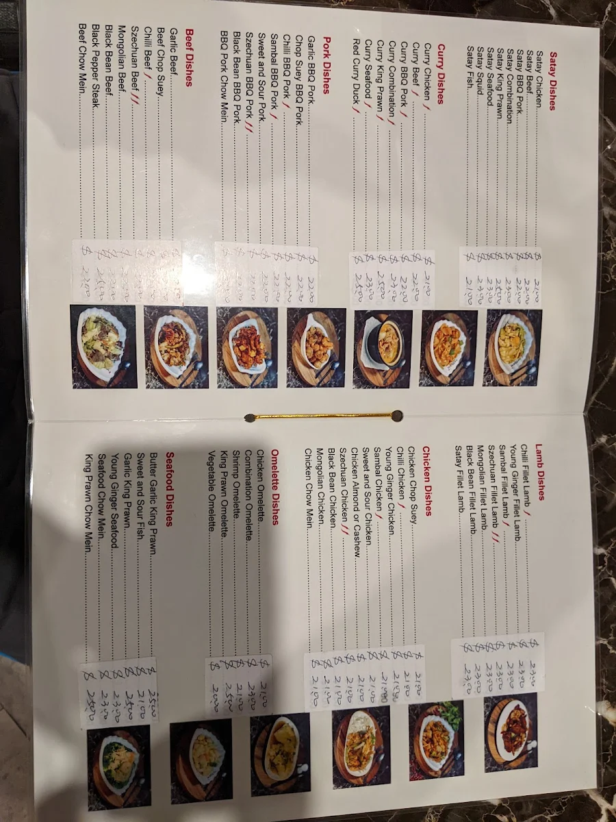 Menu, Kawloon Restaurant