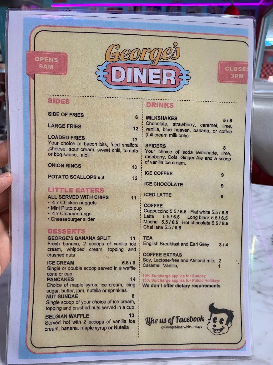 Menu, George’s Diner