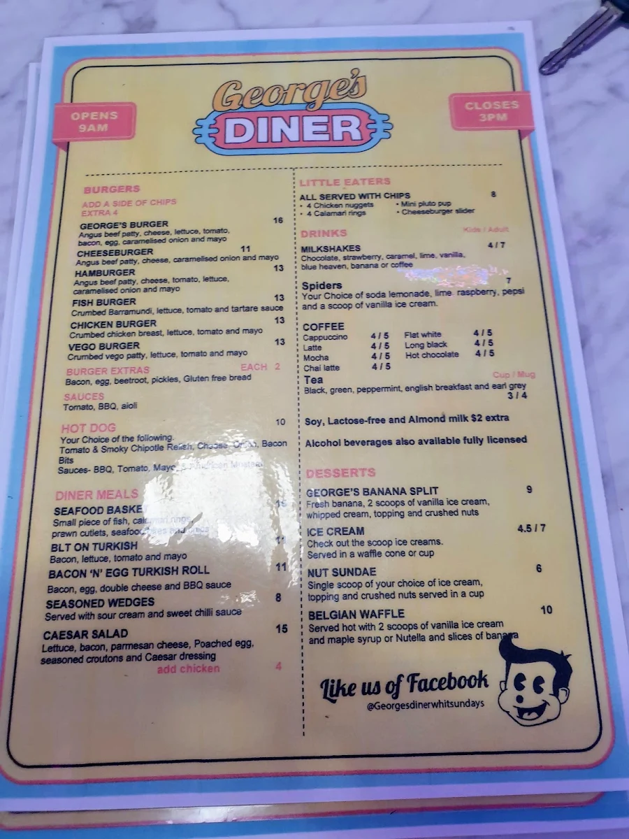 Menu, George’s Diner