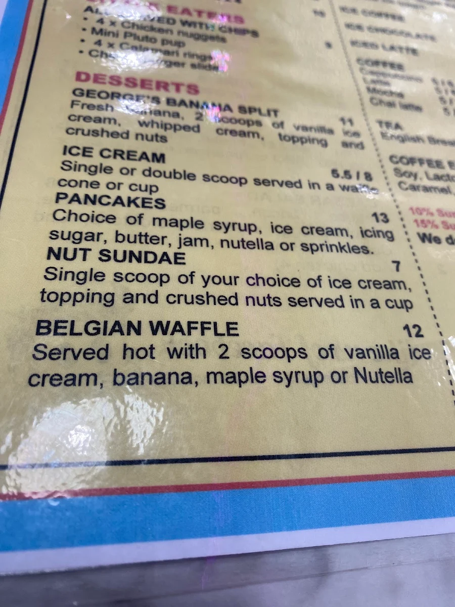 Menu, George’s Diner