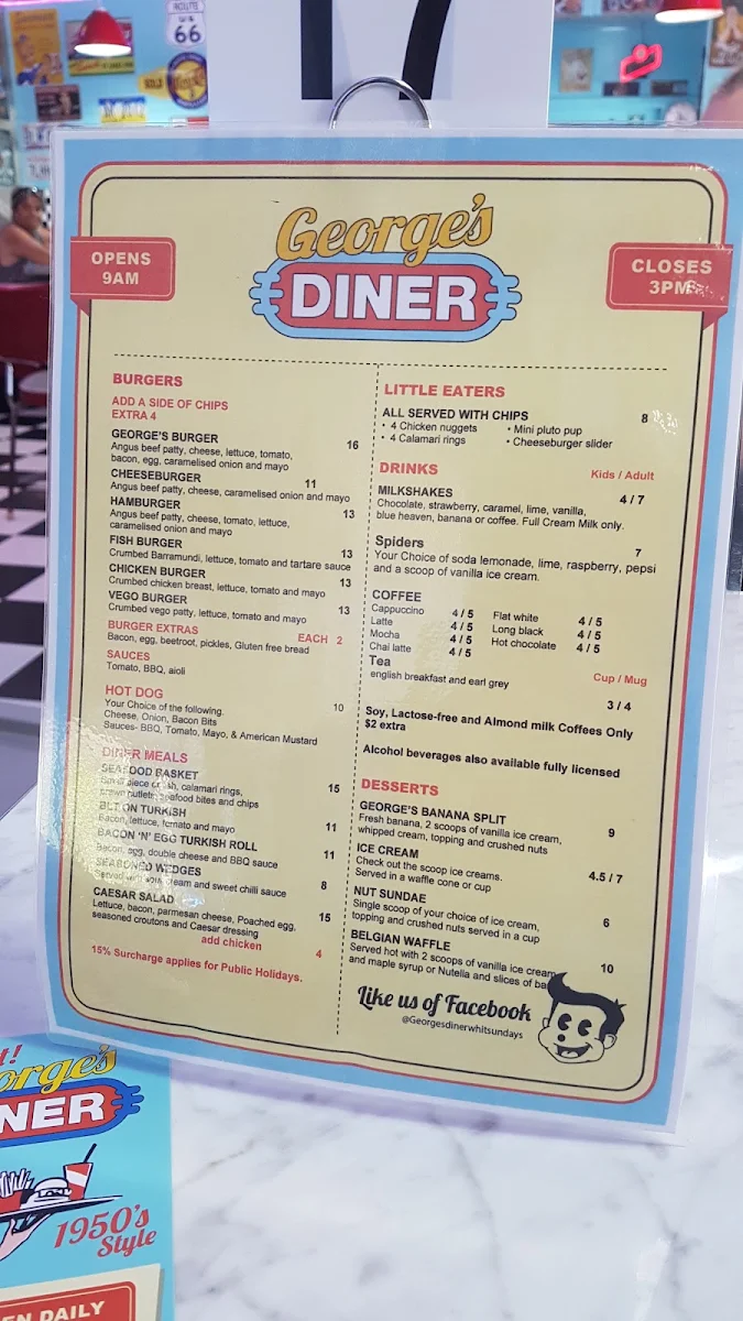 Menu, George’s Diner