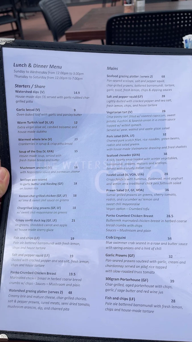 Menu, Watershed