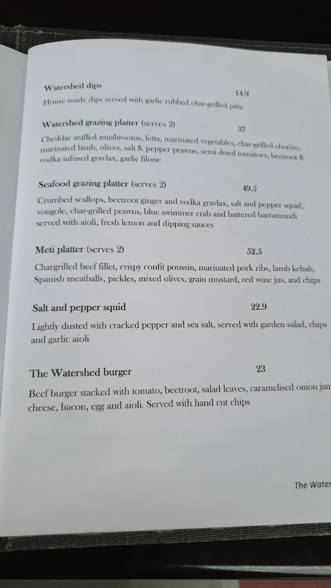 Menu, Watershed