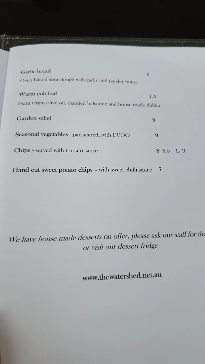 Menu, Watershed