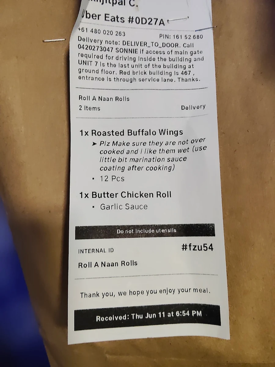 Menu, Berrikos Dandenong