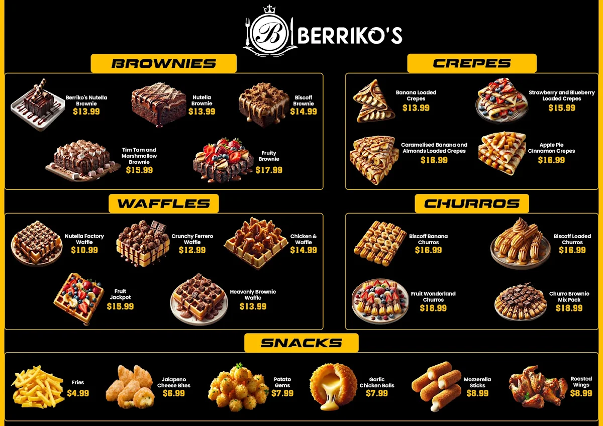 Menu, Berrikos Dandenong