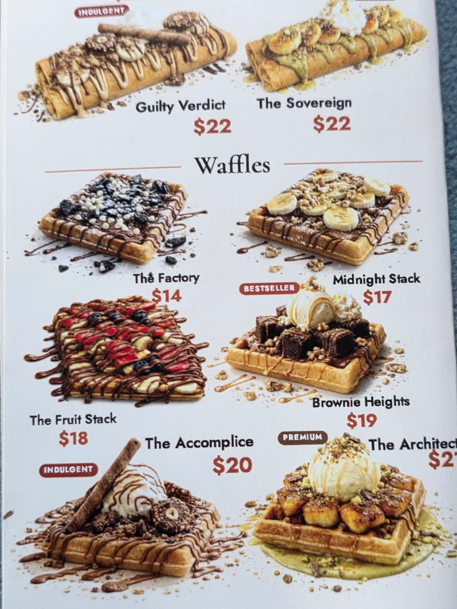 Menu, Berrikos Dandenong