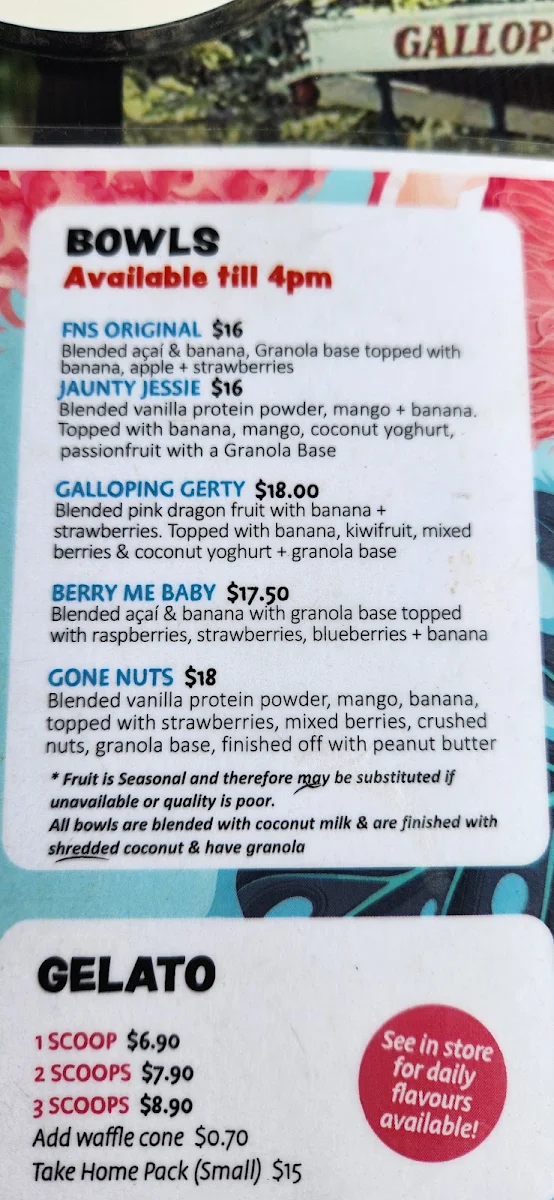 Menu, Fruits N Scoops Pancake House