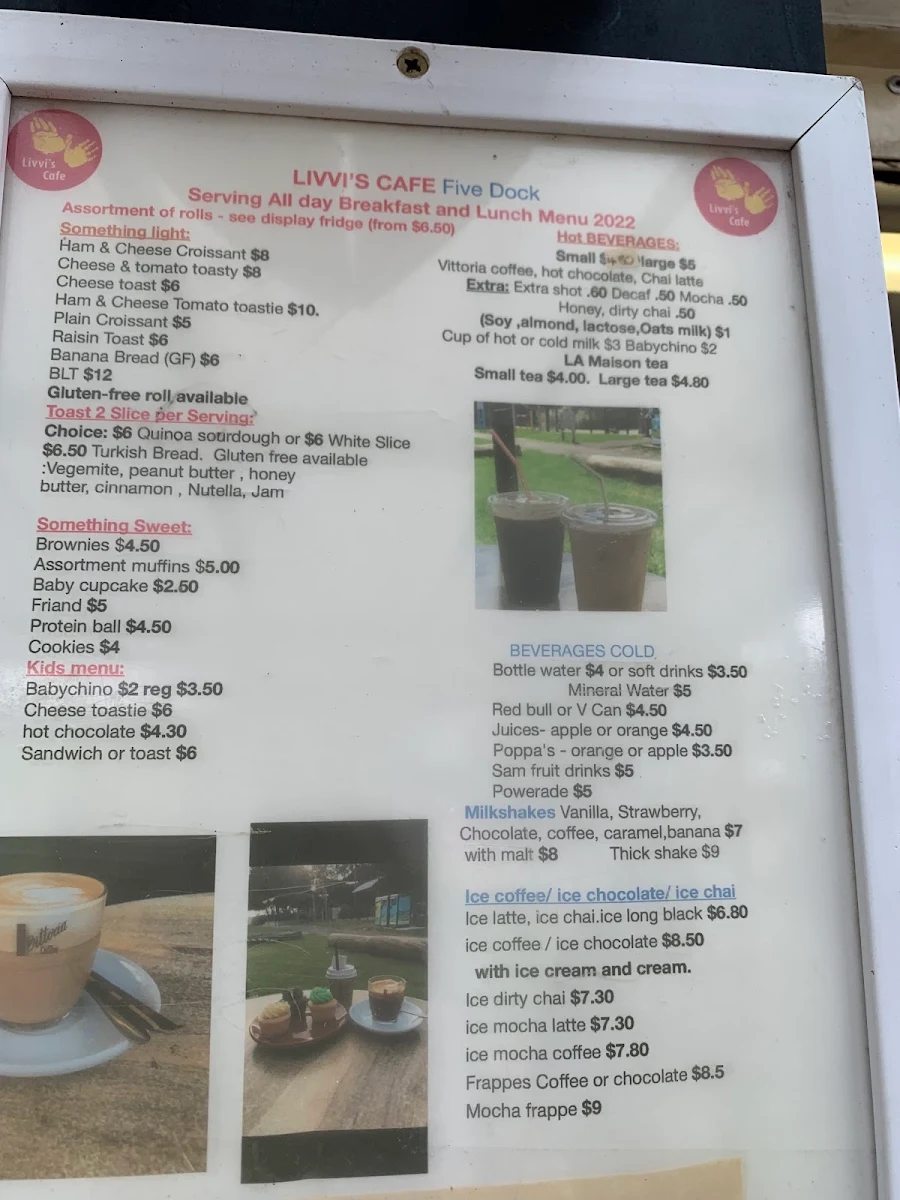 Menu, Livvi's Cafe